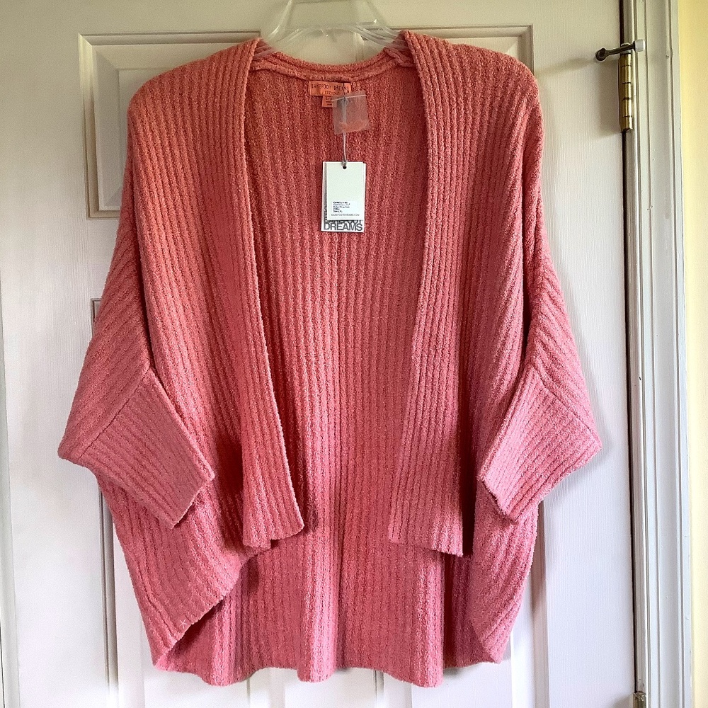 Barefoot Dreams CozyChic Lite Ribbed Shrug Cardi Coral SZ L/XL